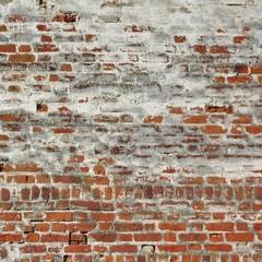 Vintage Red Brick Wall With White  Plaster Frame Background