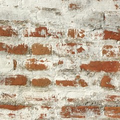 Rough Red Brick Wall With White  Plaster Frame Background