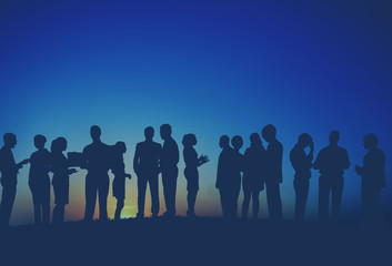 Group Business People Interaction Silhouette Concept