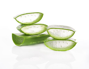 aloe vera fresh leaf. isolated over white