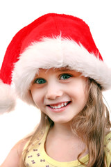 Cheerful Girl in Santa Hat