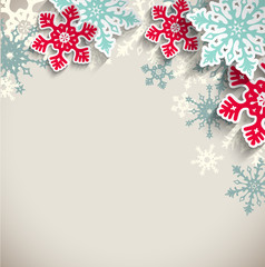 Abstract snowflakes  on beige background, winter concept
