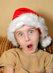 Surprised Girl in Santa Hat