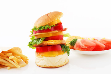 おいしそうなハンバーガーセット