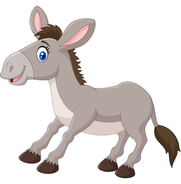 Illustration of a cartoon happy donkey 