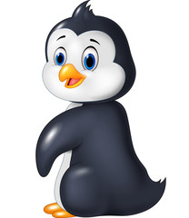 Cartoon funny penguin isolated on white background