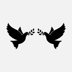 Peace Doves with Olive branch. Vector Illustration