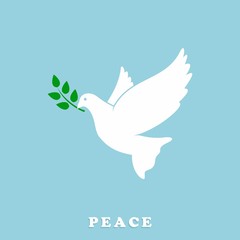 Peace Dove with Olive branch. Vector Illustration.