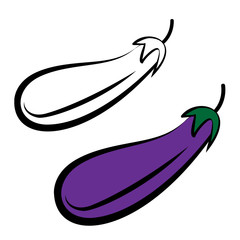 Purple aubergine, isolated eggplant 