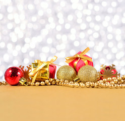 Golden and red Christmas decorations