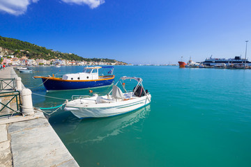 Fototapeta na wymiar Marina with boats on the bay of Zakynthos, Greece