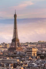 Foto op Plexiglas Eiffeltoren en Arc de Triomphe Parijs Frankrijk © PUNTOSTUDIOFOTO Lda