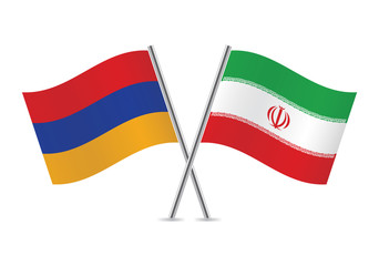 Armenian and Iranian flags. Vector illustration.
