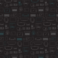 Set of  thin line high-tech icons. Trendy linear  vector icons.