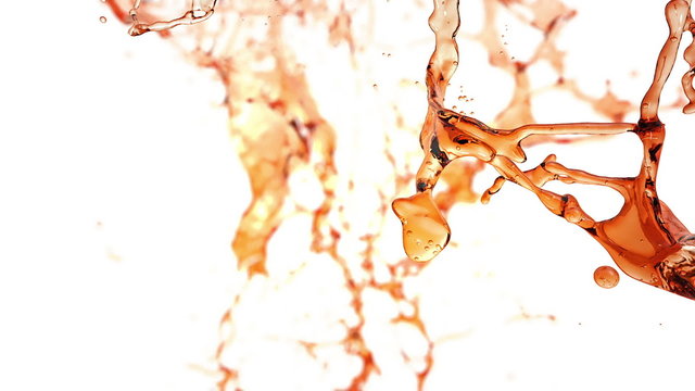Flying through Liquid Splash. Alcohol, Tea, Cola.