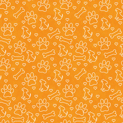 Orange and White Doggy Tile Pattern Repeat Background © Karen Roach