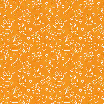 Orange and White Doggy Tile Pattern Repeat Background