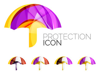 Set of abstract umbrella icons, business logotype protection