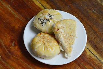Chinese cake filling yellow bean on dish