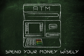 automatic teller machine with writing Spend your money wisely