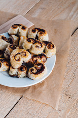Puff pastry heart cookies on a baking paper
