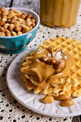 Waffles with peanut butter