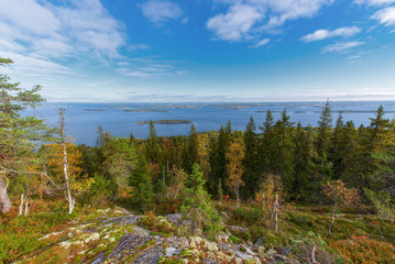 Colorful scenery from Makravaara toward lake Pielinen in Koli national park