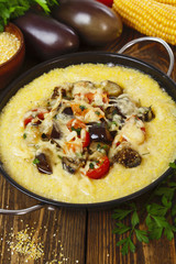 Polenta baked with vegetables and cheese