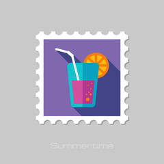Cocktail flat stamp with long shadow