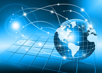 Best Internet Concept of global business. Globe, glowing lines