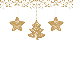 Obraz na płótnie Canvas Golden Christmas Decoration with Elements