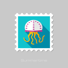 Jellyfish flat stamp with long shadow