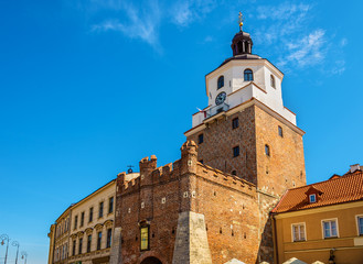 Fototapeta na wymiar View of the Krakow Tower in Lublin - Poland