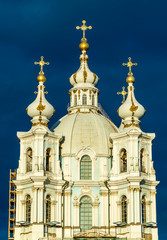 Fototapeta na wymiar Smolny Cathedral in Saint Petersburg - Russia