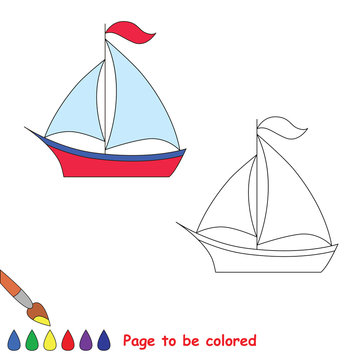 Trace game. Vector boat to be colored.
