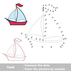 Number game. Vector yacht to be traced.
