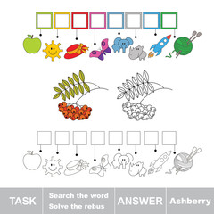 Vector game. Find hidden word ashberry. Search the word.