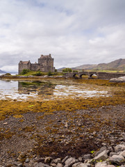 Kyle of Lochalsh, Scotland, UK. September 19th 2015. Eilean Donan Castle at Low Tide