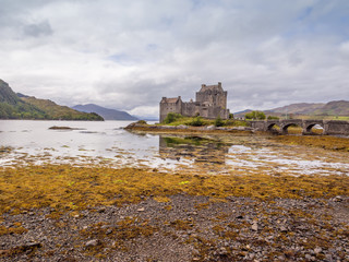 Kyle of Lochalsh, Scotland, UK. September 19th 2015. Eilean Donan Castle at Low Tide