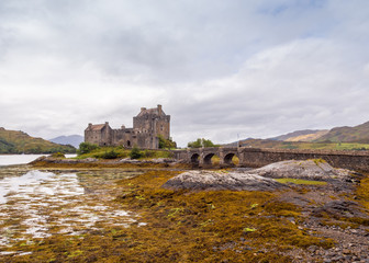 Kyle of Lochalsh, Scotland, UK. September 19th 2015. Eilean Donan Castle at Low Tide