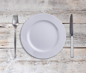 Plate with knife and fork