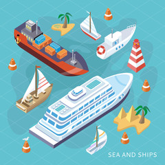 Isometric Set Ships. Sea Transport © robu_s