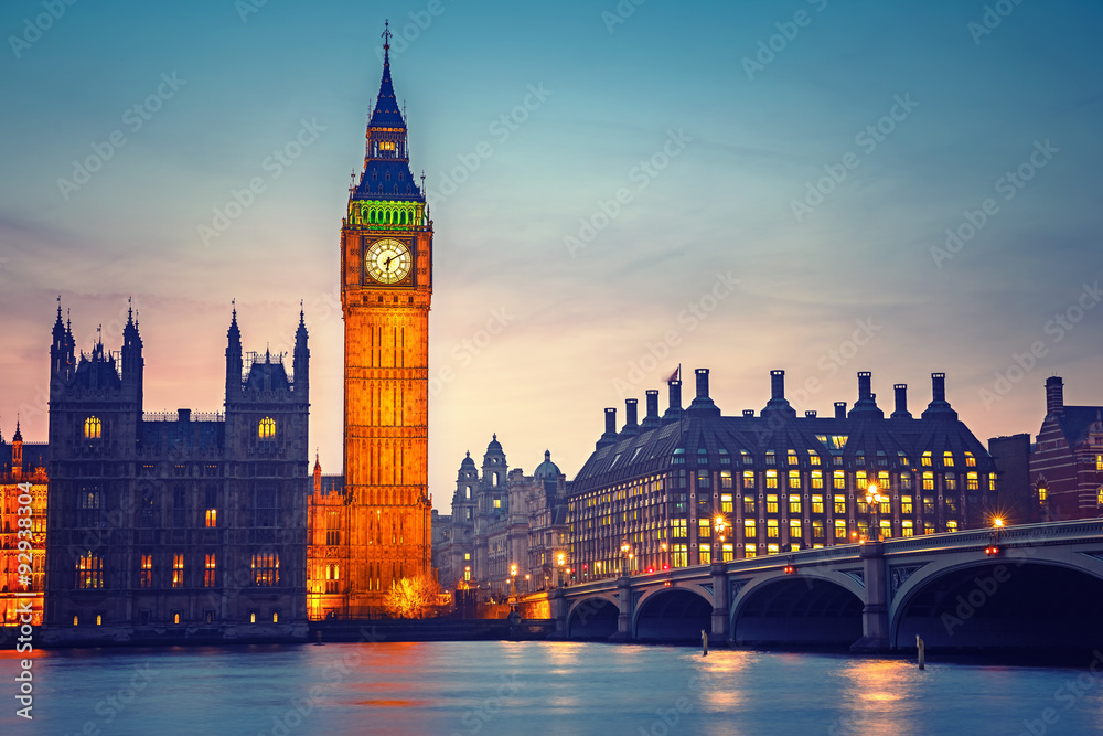 Wall mural big ben and westminster bridge , london