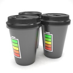 Three paper coffee cups