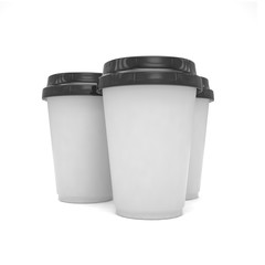 Three paper coffee cups