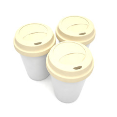 Three paper coffee cups
