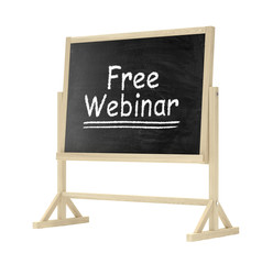 Fototapeta premium Free Webinar concept. Blackboard, chalkboard isolated on white