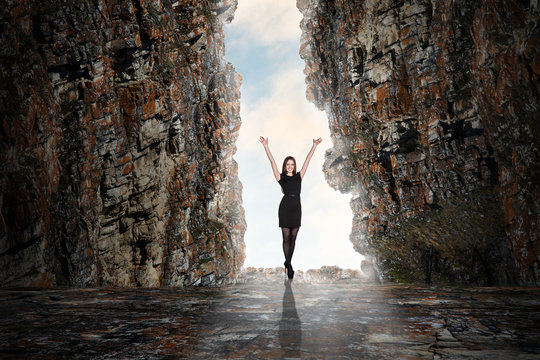 Business person in the cave
