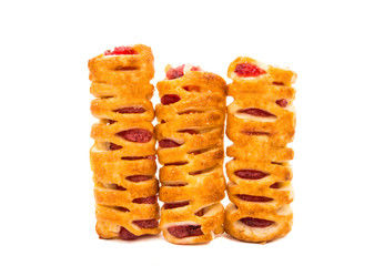 Puff pastry filled with jam isolated.