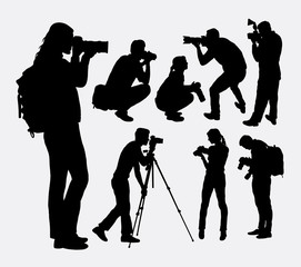 Photographer male and female silhouettes. Good use for symbol, logo, web icon, mascot, or any design you want. Easy to use.